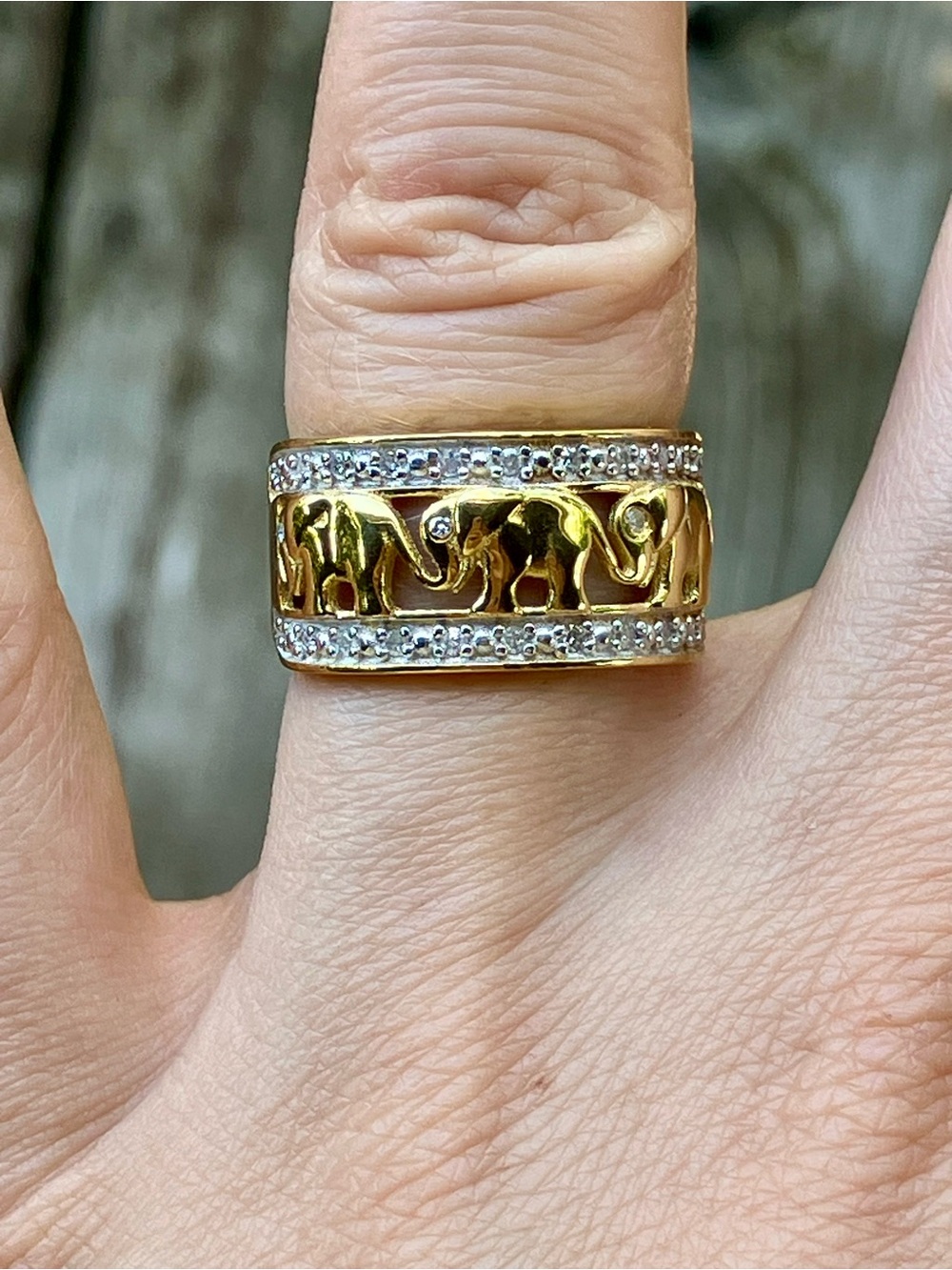 Natural White Diamond Elephant Ring Size 5.5